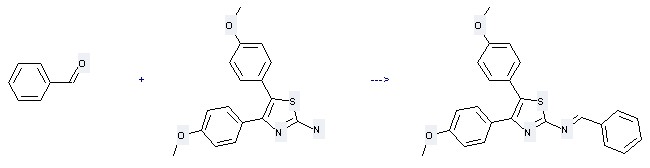 4,5-Bis(4-methoxyphenyl)-1,3-thiazol-2-amine can react with Benzaldehyde to get Benzylidene-[4,5-bis-(4-methoxy-phenyl)-thiazol-2-yl]-amine